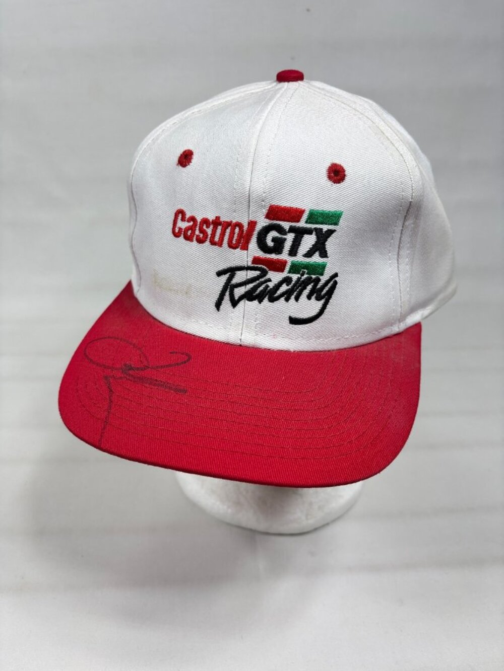 Vtg 90s Castrol GTX Racing Hat Autographed John Force NHRA Snapback Deadstock